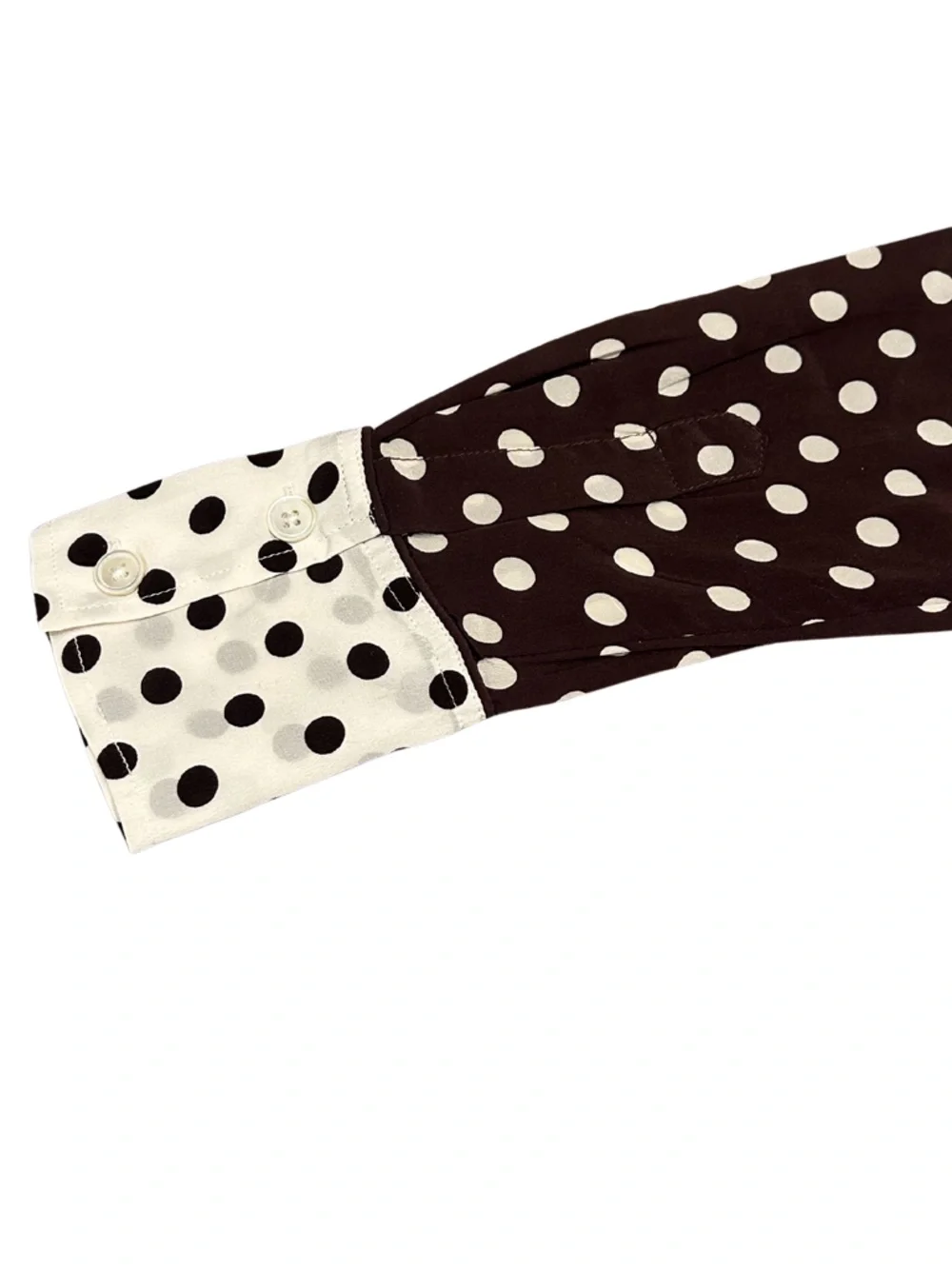 J.Crew Silk Contrast Polka Dot Button Down Shirt | Brown/Cream | Size XS